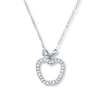 Thumbnail Image 0 of Diamond Apple Necklace 1/8 ct tw Round-cut 10K White Gold