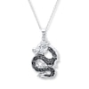 Thumbnail Image 1 of Dragon Necklace Black Diamond Accents Sterling Silver