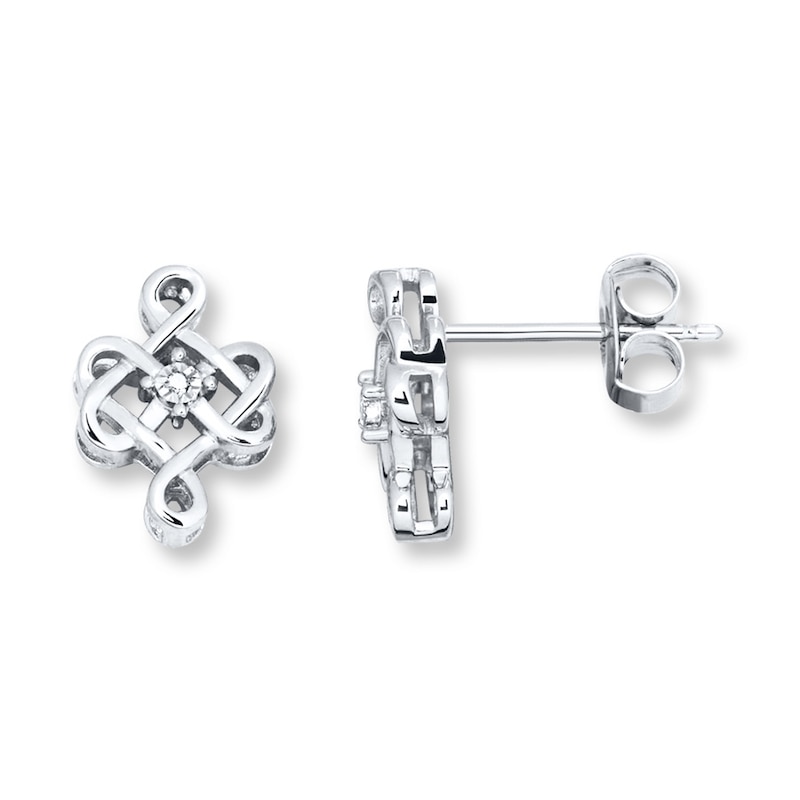 Main Image 1 of Celtic Knot Earrings Diamond Accents Sterling Silver