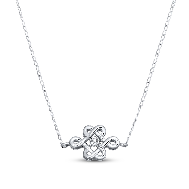 Main Image 1 of Celtic Knot Necklace Diamond Accent Sterling Silver