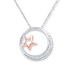 Thumbnail Image 1 of Moon & Star Necklace 1/15 ct tw Diamonds Sterling Silver & 10K Rose Gold