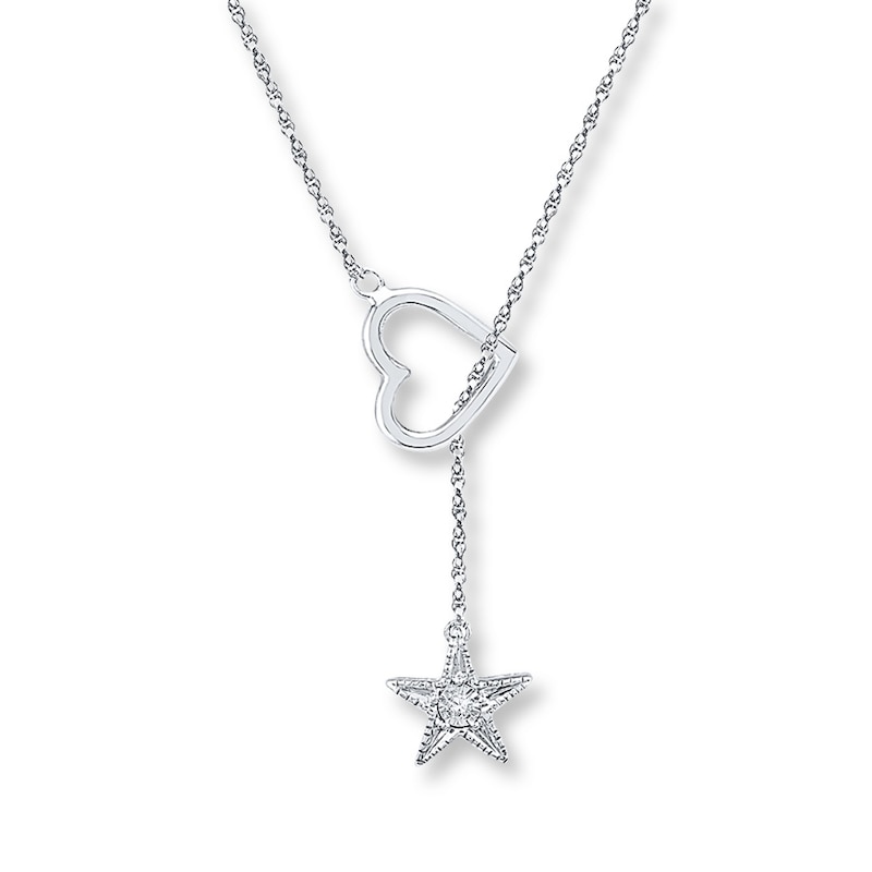 Main Image 1 of Star Lariat Necklace Diamond Accent Sterling Silver