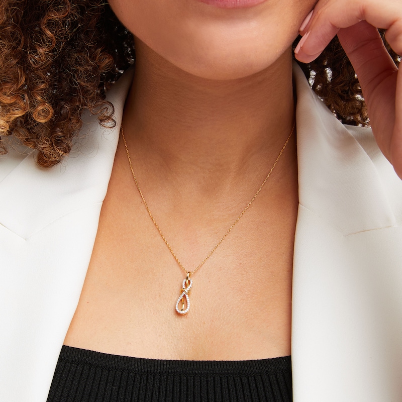 Main Image 2 of Infinity Necklace 1/5 ct tw Diamonds 10K Yellow Gold