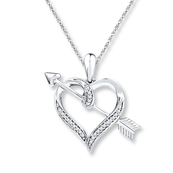 14kt White Gold East2West Mini Heart/arrow Necklace adjustable 