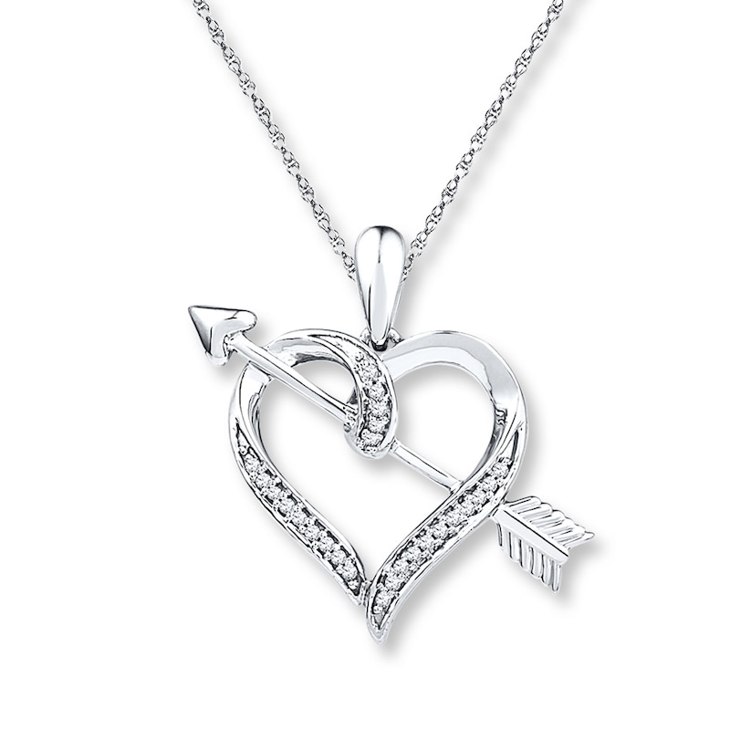 Main Image 1 of Heart and Arrow Necklace 1/15 ct tw Diamonds Sterling Silver