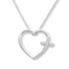 Thumbnail Image 0 of Cross Heart Necklace 1/20 ct tw Diamonds Sterling Silver