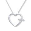 Thumbnail Image 1 of Cross Heart Necklace 1/20 ct tw Diamonds Sterling Silver