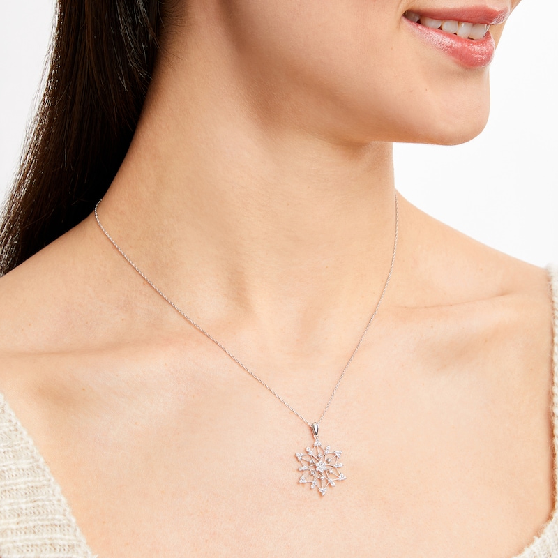 Main Image 2 of Snowflake Necklace 1/2 ct tw Diamonds 10K White Gold