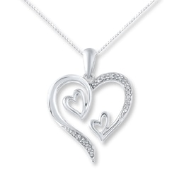Diamond Heart Necklace 1/15 ct tw Round-cut Sterling Silver