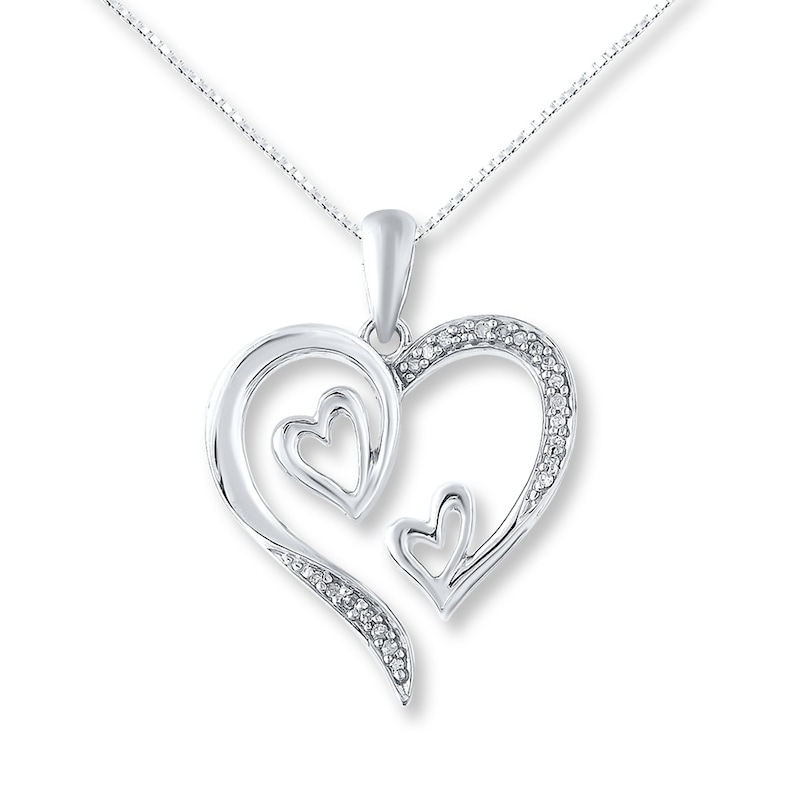 Main Image 1 of Diamond Heart Necklace 1/15 ct tw Round-cut Sterling Silver