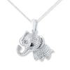 Thumbnail Image 0 of Elephant Necklace Black & White Diamonds Sterling Silver