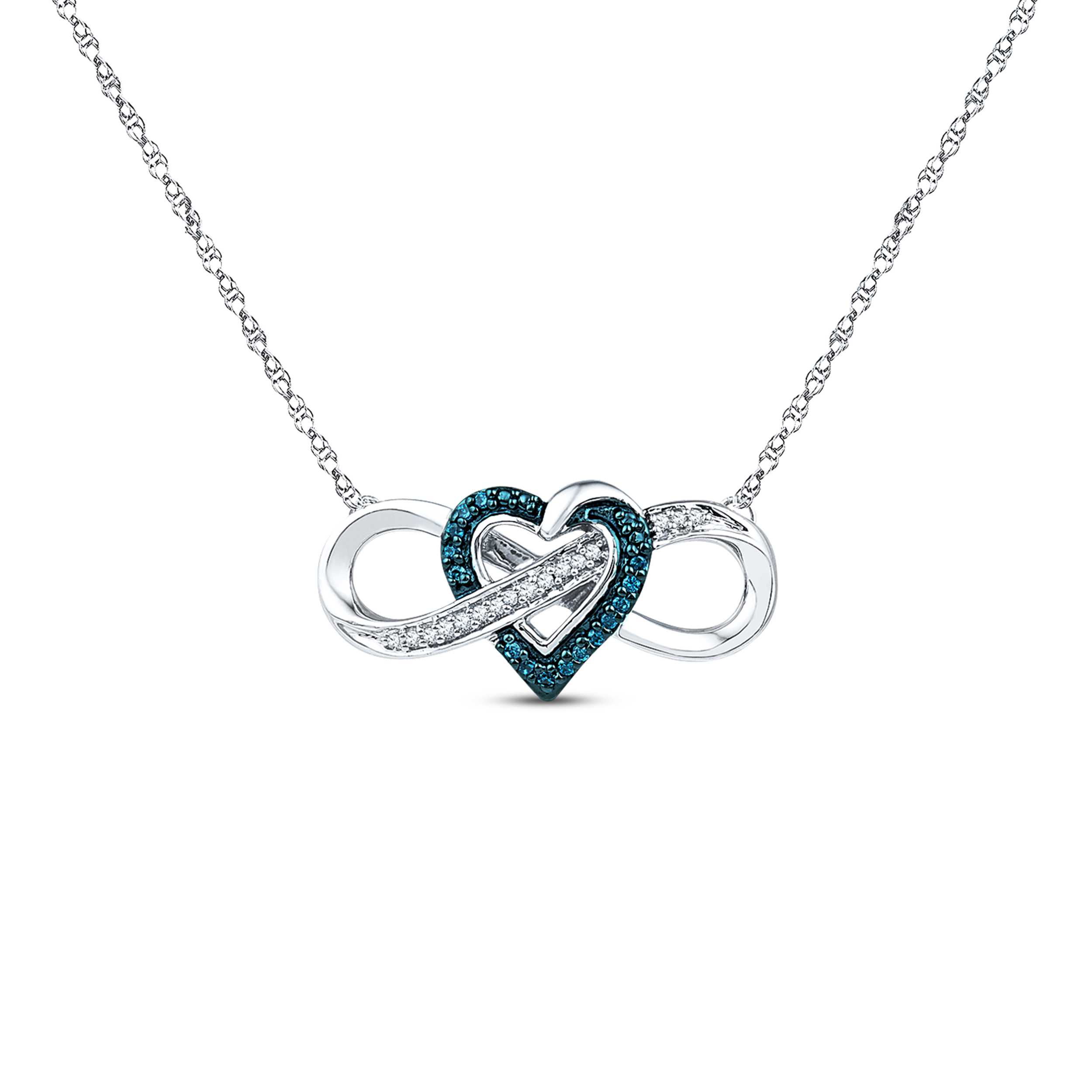 Thumbnail Image 1 of Heart Infinity Necklace 1/10 ct tw Diamonds Sterling Silver