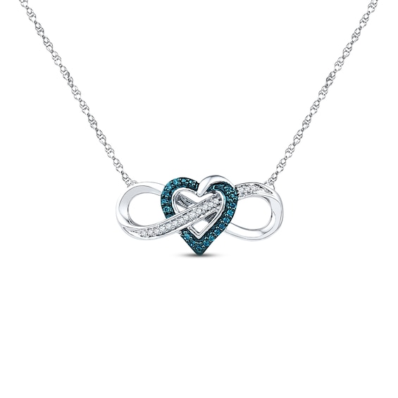 Heart Infinity Necklace 1/10 ct tw Diamonds Sterling Silver