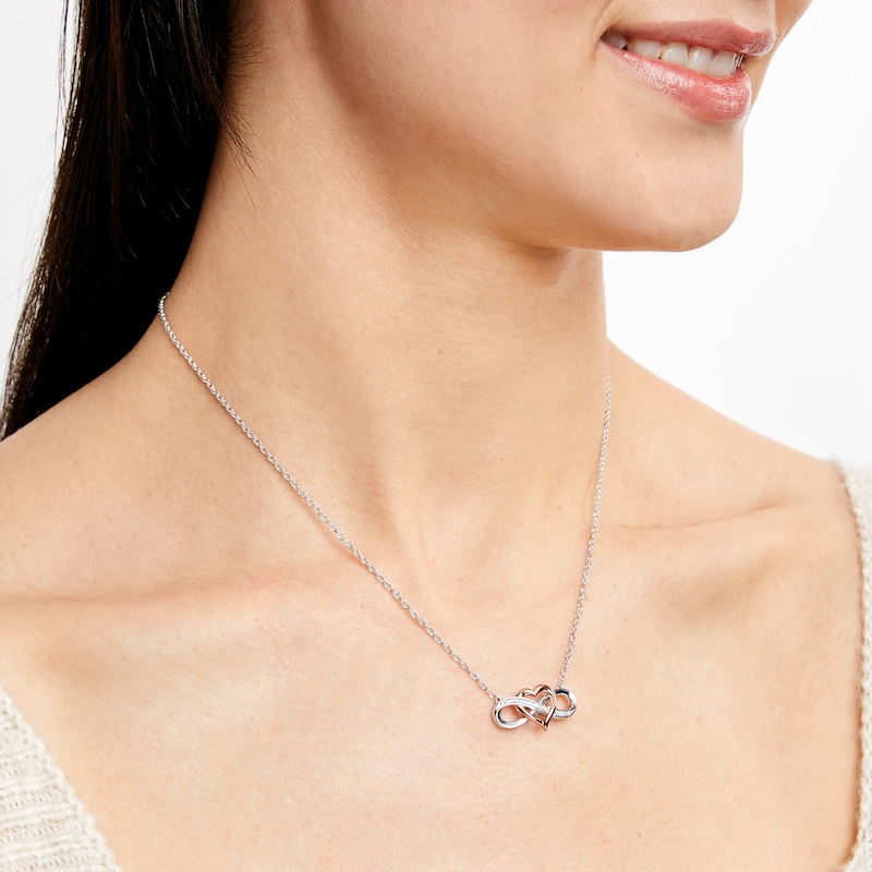 Infinity Necklace 1/20 ct tw Diamonds Sterling Silver & 10K Rose Gold