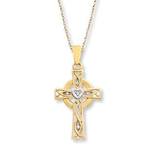 Celtic Cross Necklace Diamond Accents 10K Yellow Gold | Kay