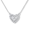 Thumbnail Image 1 of Diamond Heart Necklace 1/8 ct tw Round-cut 10K White Gold