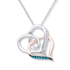 Thumbnail Image 1 of Blue/White Diamonds 1/15 cttw Necklace Sterling Silver & 10K Rose Gold