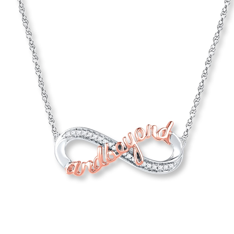 Infinity Necklace 1/15 ct tw Diamonds Sterling Silver & 10K Rose Gold