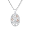 Thumbnail Image 1 of Heart Tree Necklace 1/20 cttw Diamonds Sterling Silver & 10K Rose Gold