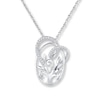 Thumbnail Image 0 of Family Tree & Heart 1/10 cttw Diamonds Sterling Silver Necklace