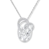 Thumbnail Image 1 of Family Tree & Heart 1/10 cttw Diamonds Sterling Silver Necklace