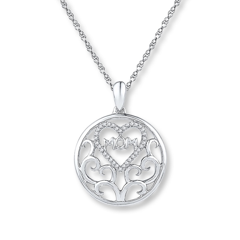 Main Image 1 of Diamond Mom Necklace 1/10 ct tw Round-cut Sterling Silver