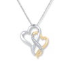 Thumbnail Image 0 of Diamond Heart Necklace 1/20 carat tw Sterling Silver & 10K Yellow Gold
