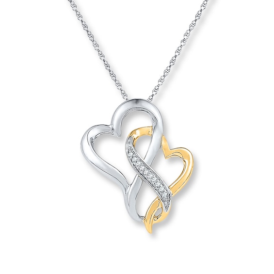 Diamond Heart Necklace 1/20 carat tw Sterling Silver & 10K Yellow Gold