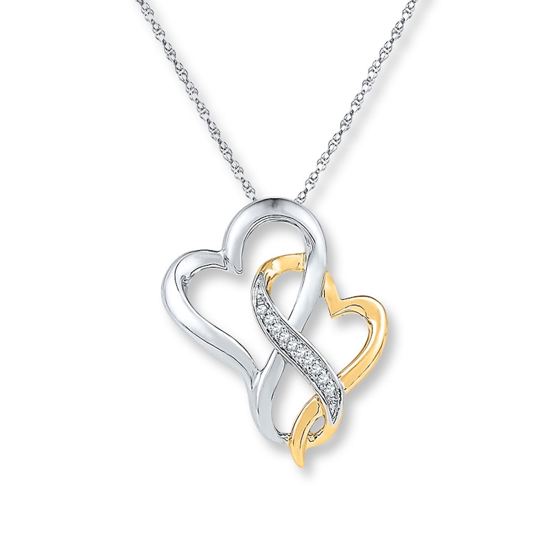 Diamond Heart Necklace 1/20 carat tw Sterling Silver & 10K Yellow Gold