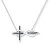 Thumbnail Image 1 of Infinity Cross Necklace 1/10 ct tw Diamonds Sterling Silver