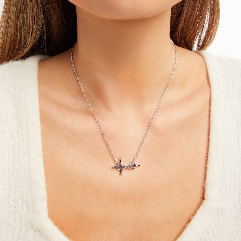 Main Image 2 of Infinity Cross Necklace 1/10 ct tw Diamonds Sterling Silver