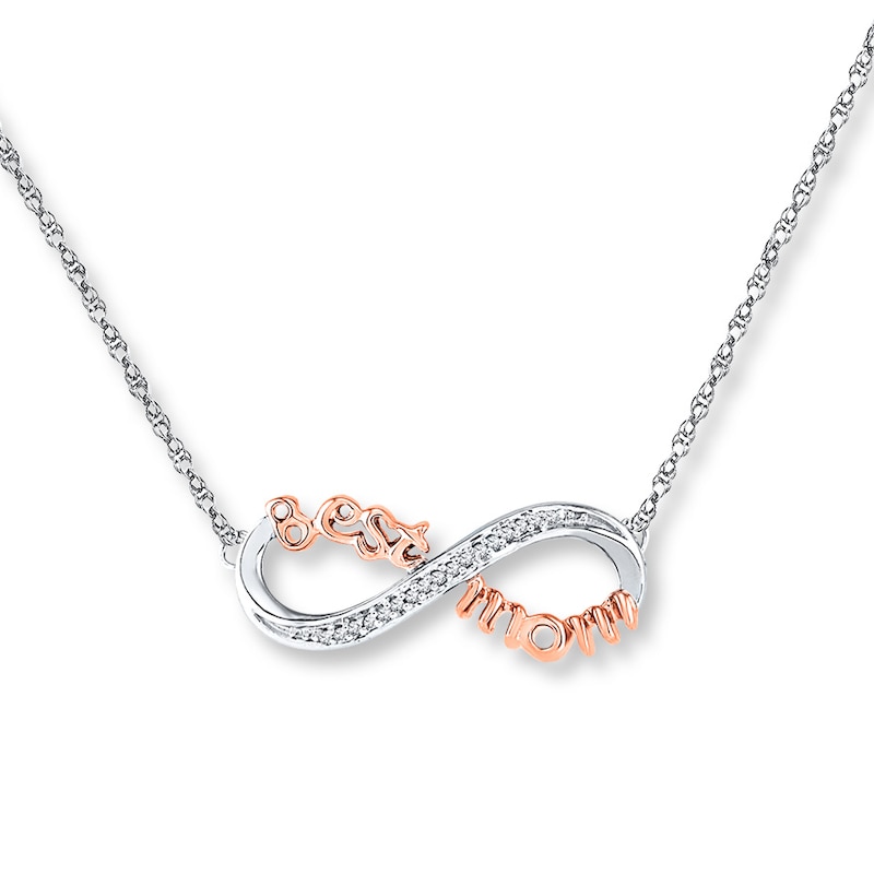 Best Mom Necklace 1/20 ct tw Diamonds Sterling Silver & 10K Rose Gold