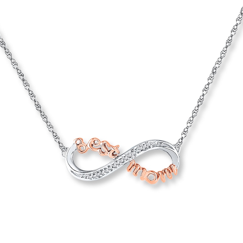 Main Image 1 of Best Mom Necklace 1/20 ct tw Diamonds Sterling Silver & 10K Rose Gold