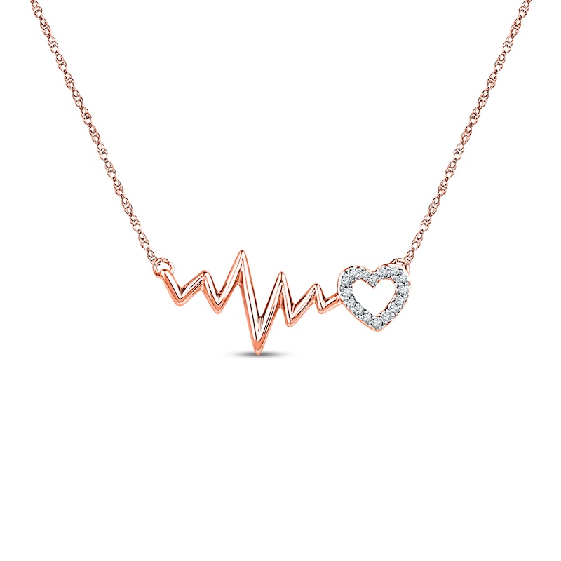 Heartbeat Necklace 1/20 ct tw Diamonds 10K Rose Gold