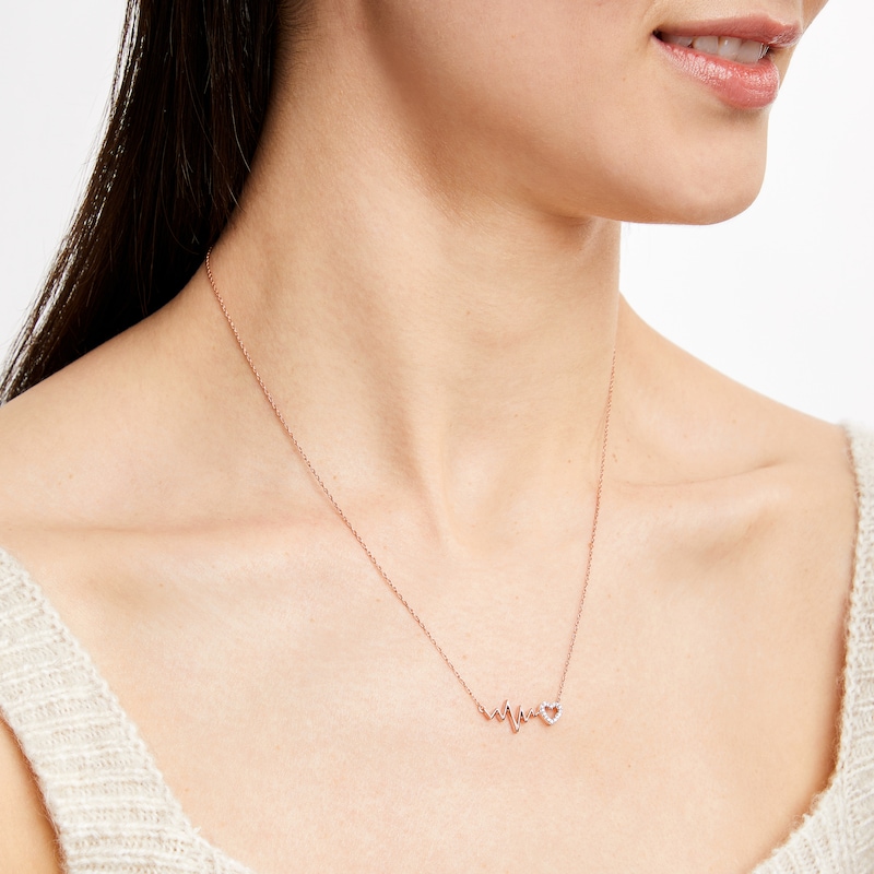 Main Image 2 of Heartbeat Necklace 1/20 ct tw Diamonds 10K Rose Gold