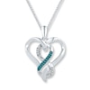 Thumbnail Image 1 of Blue/White Diamond Heart Necklace 1/10 ct tw Sterling Silver