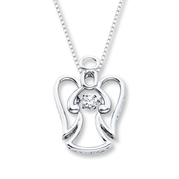 Unstoppable Love 1/6 ct tw Necklace Sterling Silver Angel 18"