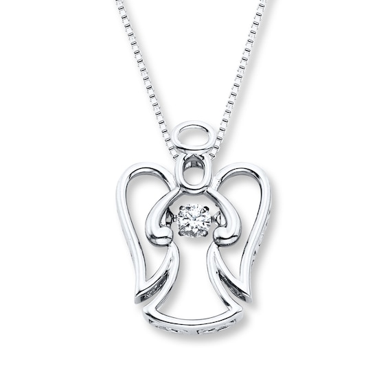 Unstoppable Love 1/6 ct tw Necklace Sterling Silver Angel 18"