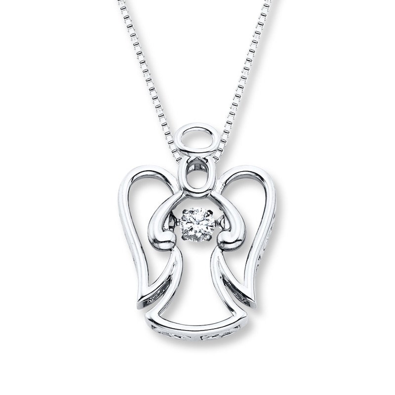 Main Image 1 of Unstoppable Love 1/6 ct tw Necklace Sterling Silver Angel 18&quot;