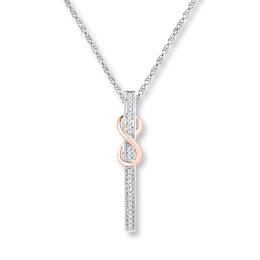 Infinity Bar Necklace 1/15 ct tw Diamonds 10K Two-Tone Gold