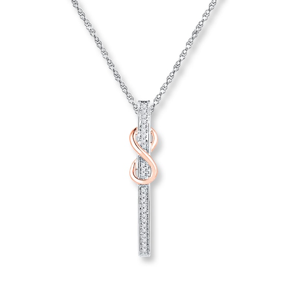 Infinity Bar Necklace 1/15 ct tw Diamonds 10K Two-Tone Gold