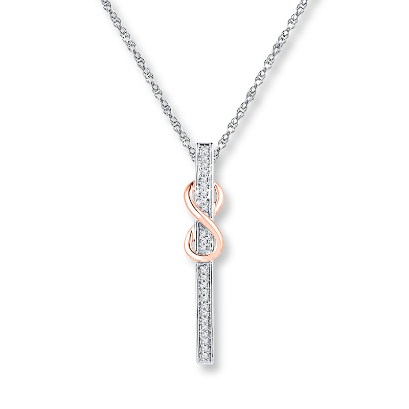 Infinity Bar Necklace 1/15 ct tw Diamonds 10K Two-Tone Gold