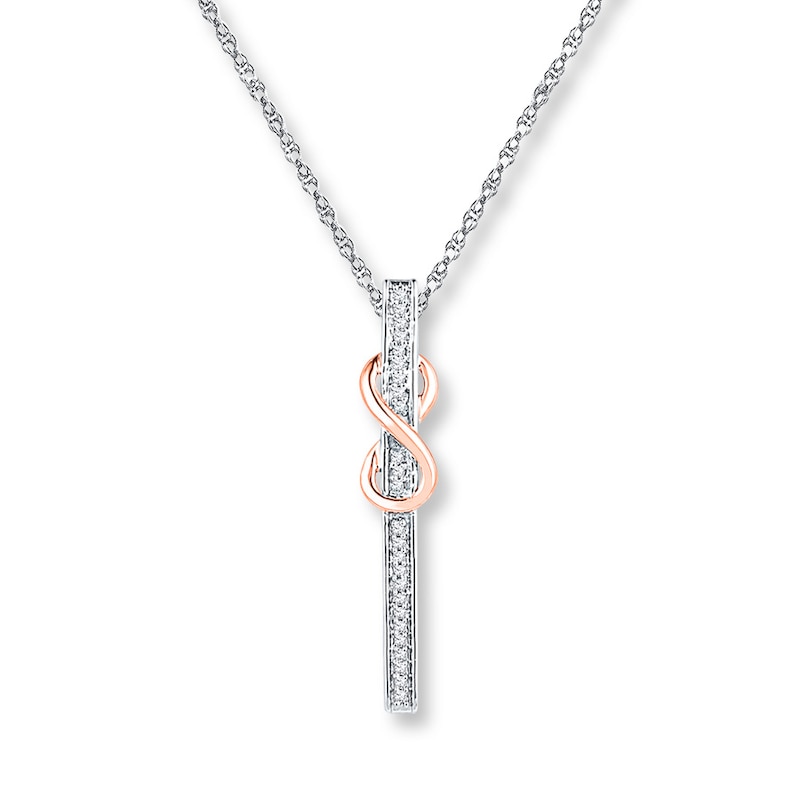 Main Image 1 of Infinity Bar Necklace 1/15 ct tw Diamonds 10K Two-Tone Gold