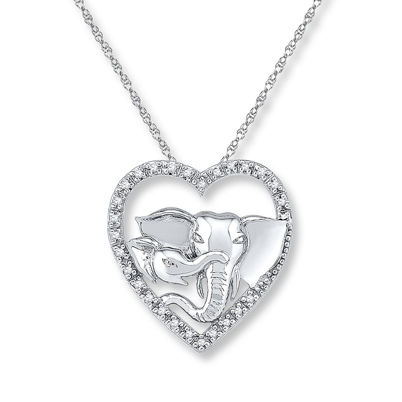 Main Image 1 of Elephant Heart Necklace 1/10 ct tw Diamonds Sterling Silver