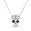 Thumbnail Image 1 of Young Teen Skull Necklace Black&White Diamonds Sterling Silver