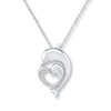 Thumbnail Image 0 of Dolphin Heart Necklace Diamond Accents Sterling Silver