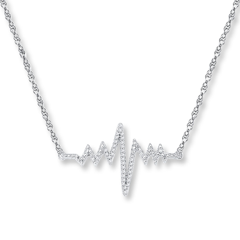 Heartbeat Necklace 1/10 ct tw Diamonds Sterling Silver