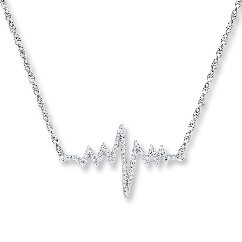 Main Image 1 of Heartbeat Necklace 1/10 ct tw Diamonds Sterling Silver