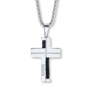 Reversible Stainless Steel Cross Necklace with Walnut Wood by STEEL REVOLT™