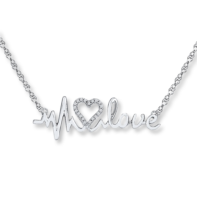 Heartbeat Necklace 1/15 ct tw Diamonds Sterling Silver